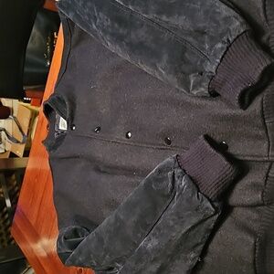 Mens suede and wool bomber jacket